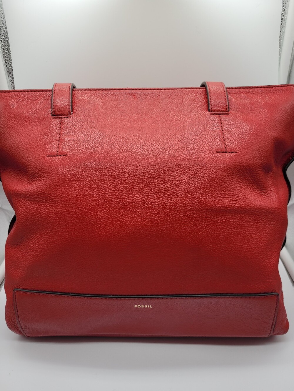 PRISTINE Like New Fossil Red Leather Tote Bag With New Fossil Dust Bag